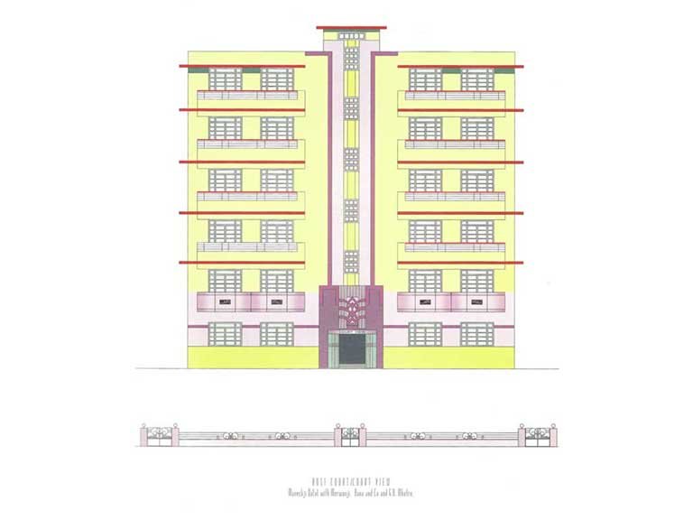 Court View, Source: Deco on the Oval – A Portfolio of facades and Details, Sir J.J. College of Architecture (2015)